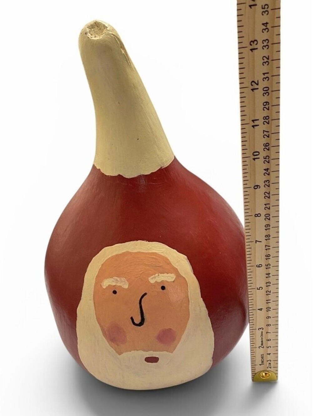 Hand Painted Santa Bottle Gourd Primitive Folk Art Christmas Decor Handmade - Picture 7 of 8